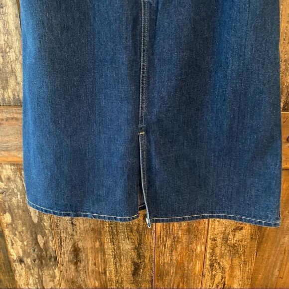 Lee 11R Blue Denim Vintage Modest To the Knee Back Elastic Waist Rustic Skirt - Picture 6 of 6